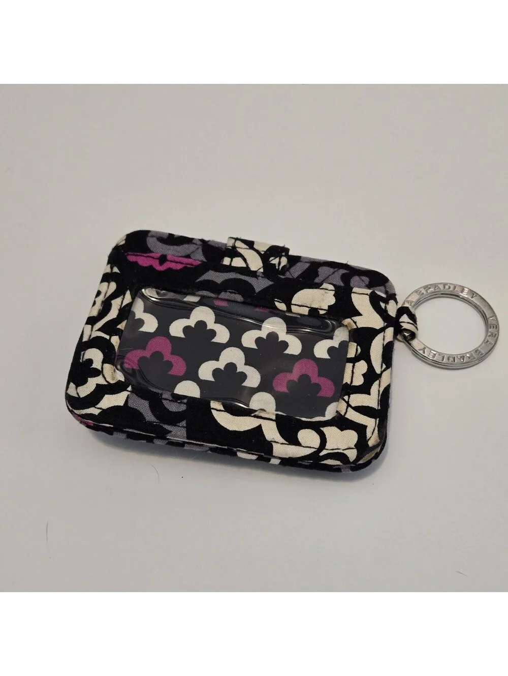 Vera Bradley Zip/Snap ID Case Canterbury Magenta Rare Discontinued Pattern - EUC